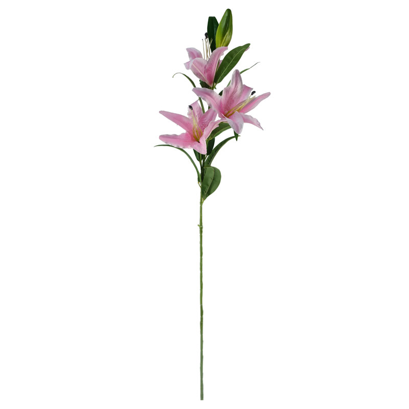Pack of 6 x 100cm White Lily Stem, Pink