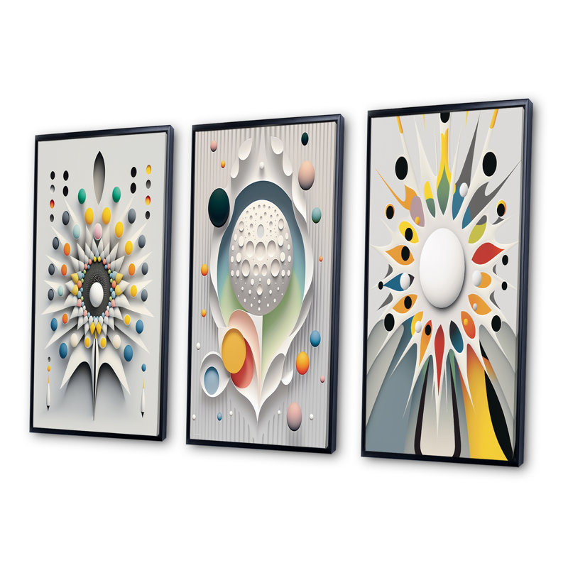 «Sceance Beyond The Knowing», 3 pièces sur toile, Cadre flottant noir, H 28 po x l 36 po