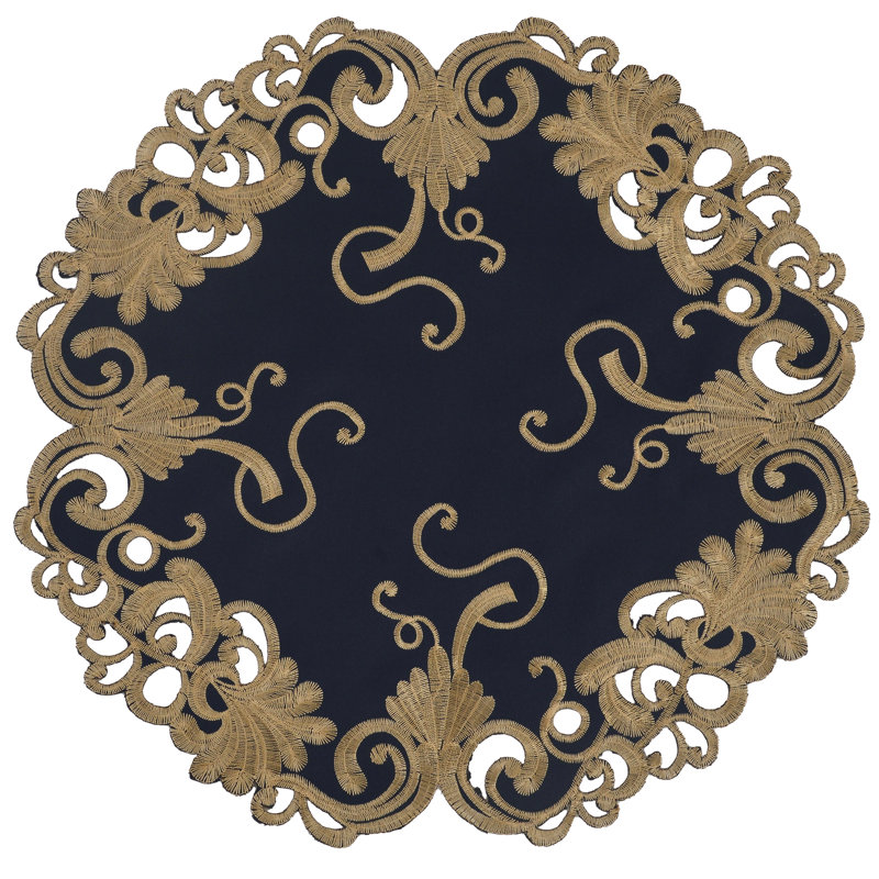 Ensemble de 4 napperons décoratifs en dentelle dorée bleu Dec Decod
