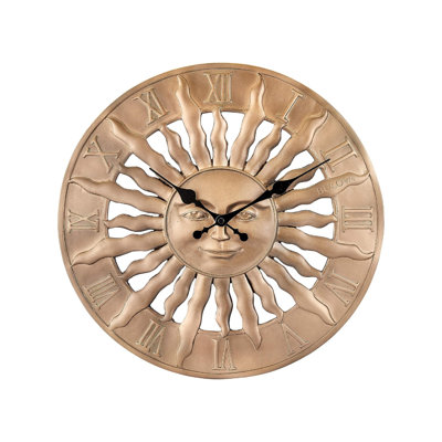 Sunrise Wall Clock C4860 | 14.3" 3D Sunburst Resin Design With Roman Numerals | Silent Quartz Movement | Battery Operated | Indoor/Outdoor Décor