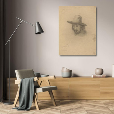 "Edward Winslow, croquis pour la signature du compact dans la cabane du Mayflower" par Edwin White - Art mural sur toile tendue