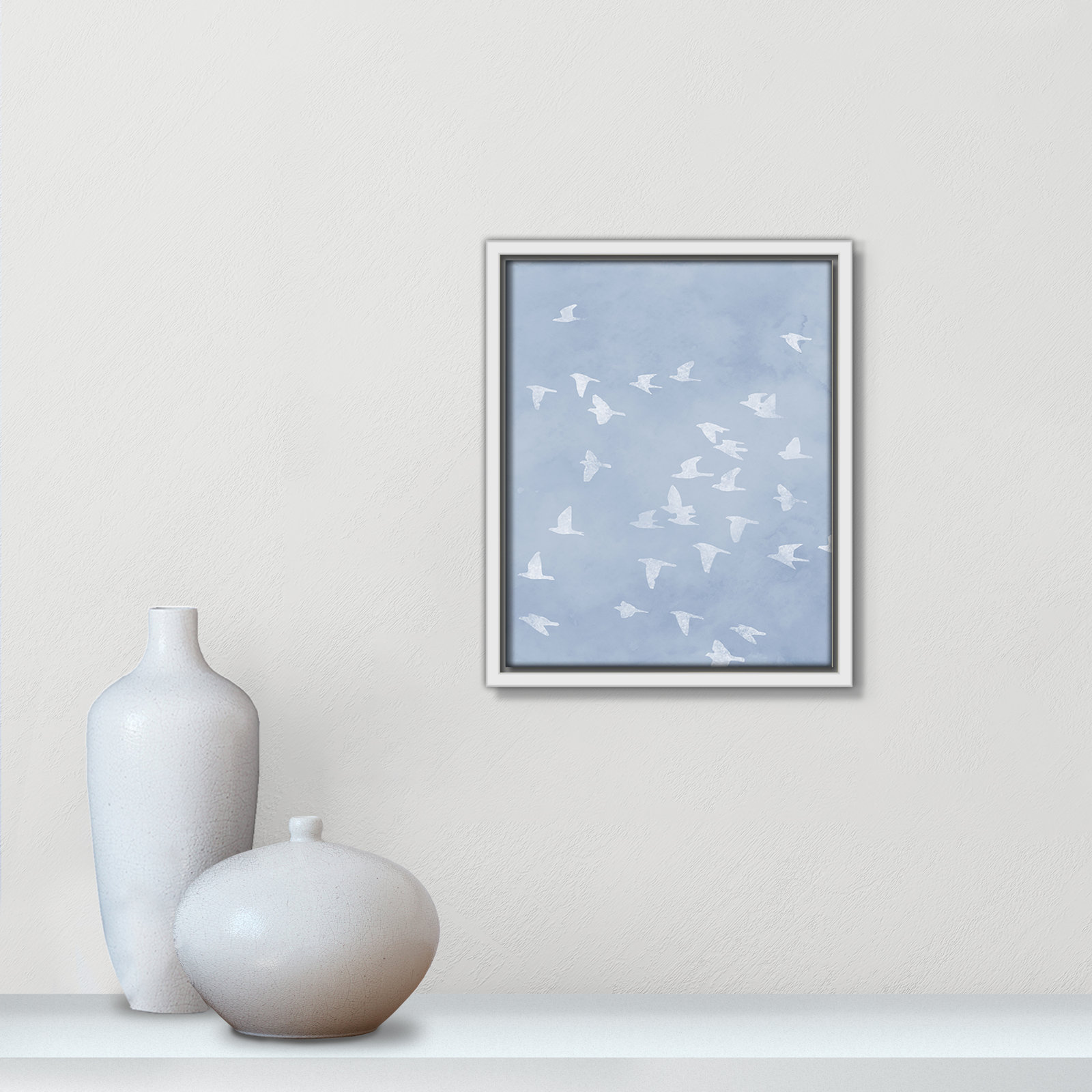 Flying Friends Print by Marcus Prime, 9.5'' W x 11.5'' H, White Floater