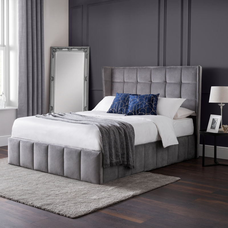 Bormann Upholstered Storage Bed, Double (4'6), Grey