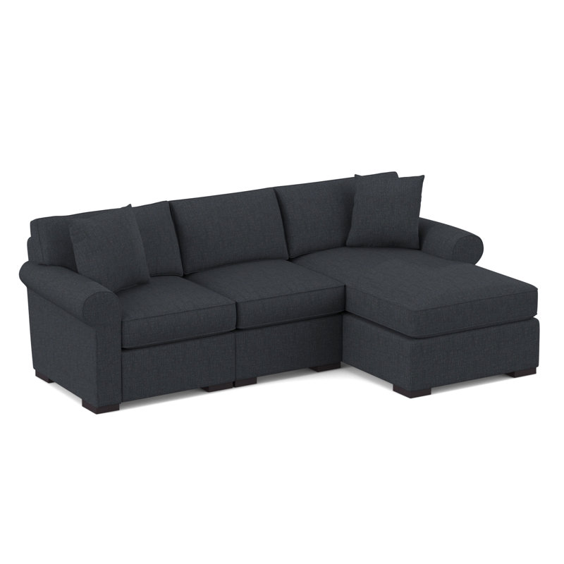 Star Upholstered L-Shaped Sectional, Heavenly Naval Chenille, Right Hand Facing