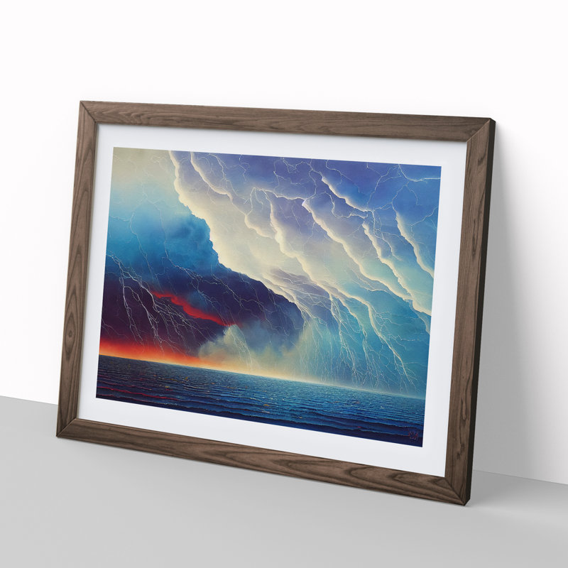 Compelling Thunderstorm - Framed Print, 46cm H x 64cm W x 2cm D, Walnut