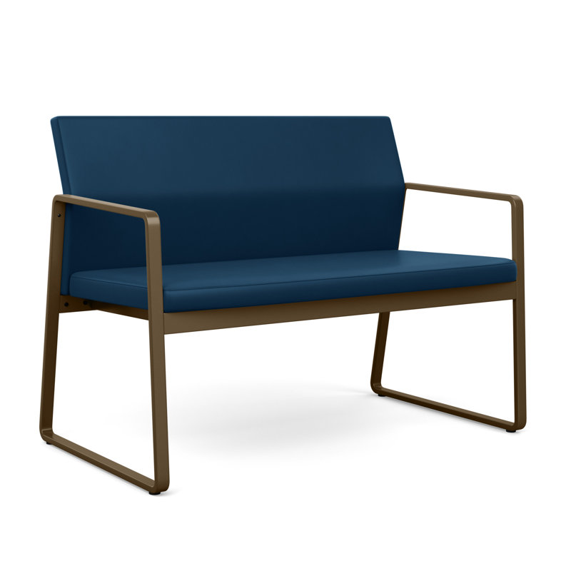 Causeuse Gansett, Vinyle bleu Patriot Plus Imperial, Bronze
