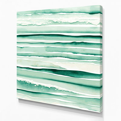 Toile horizontale à rayures horizontales, écume de mer, blanc et vert