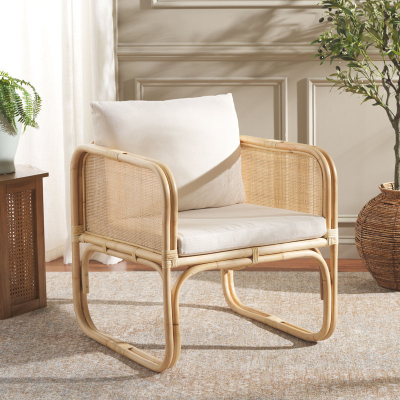Chaise d'appoint avec coussin Breyanne, Naturel