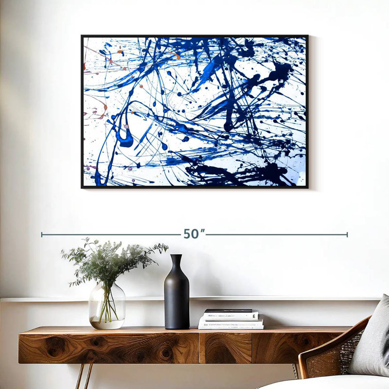 Bleu marine Leota, Cadre flottant noir, 37 po x 25 po
