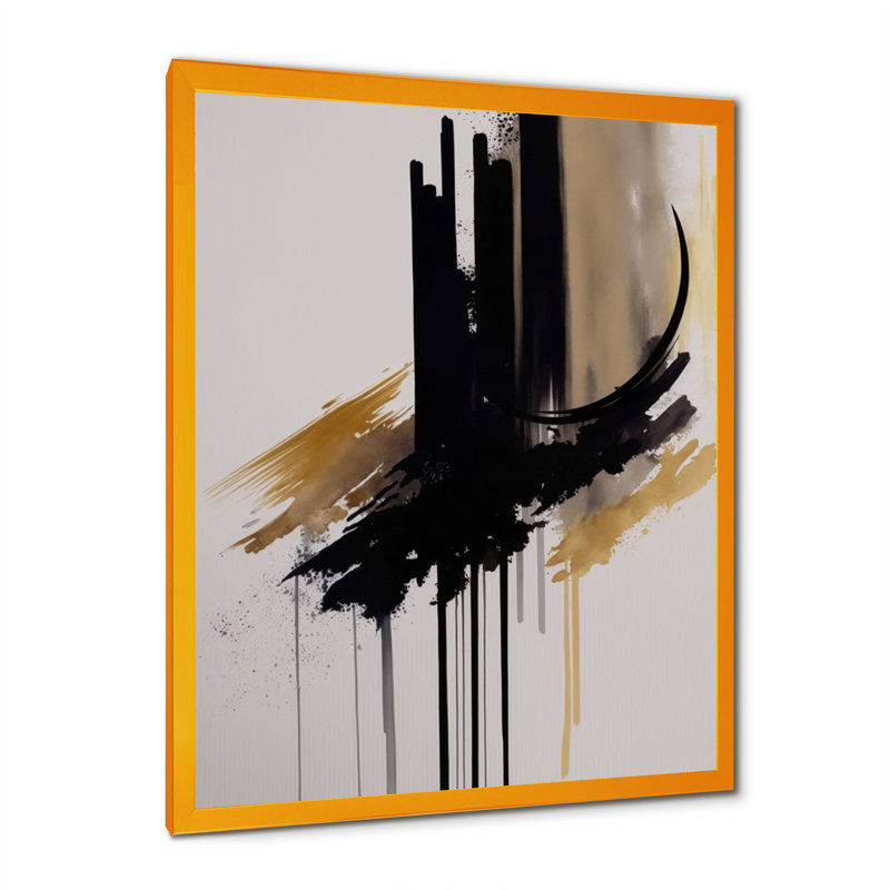 Golden Minimalist Abstract III - Art mural moderne sur toile, H 20 po x l 12 po x P 1 po, Impression dorée sur toile encadrée