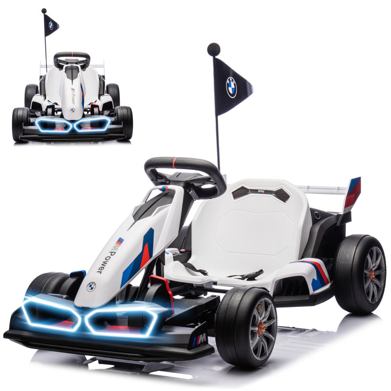 Kart électrique 36V avec siège réglable, voiture à la dérive alimentée par batterie, 36 V - Blanc