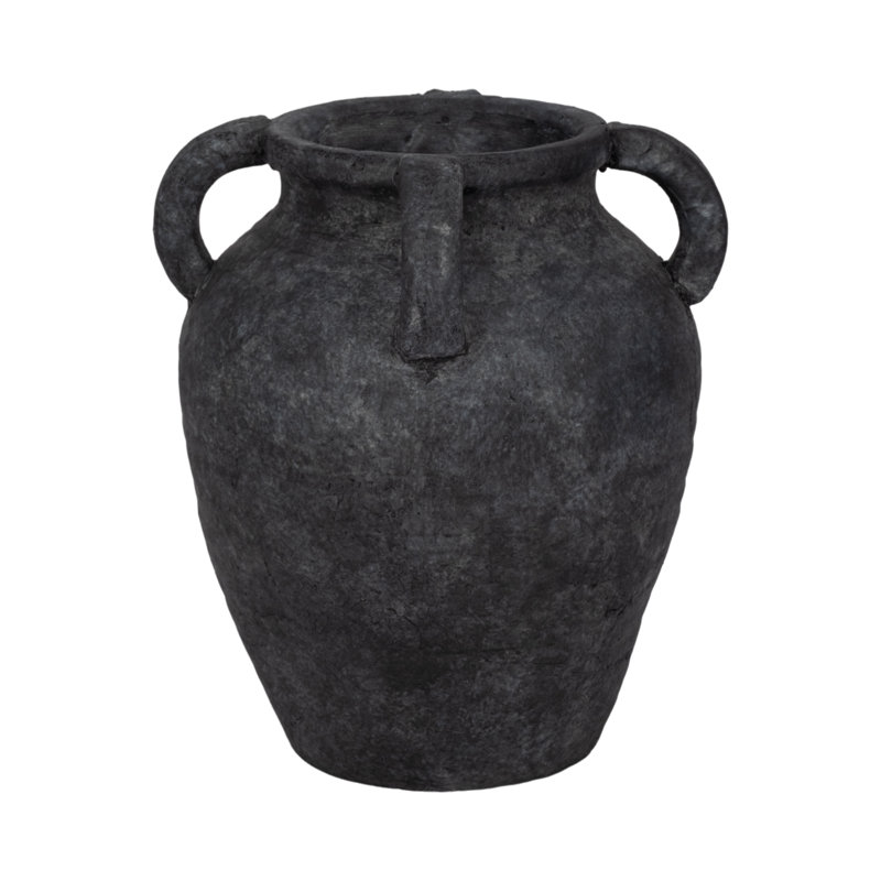 Handmade Ceramic / Porcelain Table Vase, Black, 12" H x 10" W x 10" D
