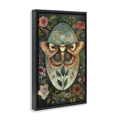 Cadre flottant Moth with Blooming Florals, design par The Dutch Lady