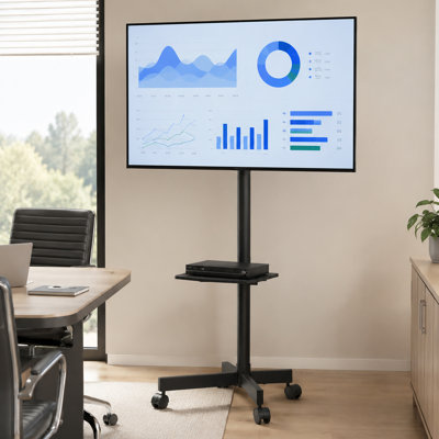 Meuble télé mobile, chariot télé mobile pour téléviseurs de 23 à 60 pouces, meuble télé portatif à hauteur ajustable avec roulettes, meuble télé roulant avec support pour chambre à coucher
