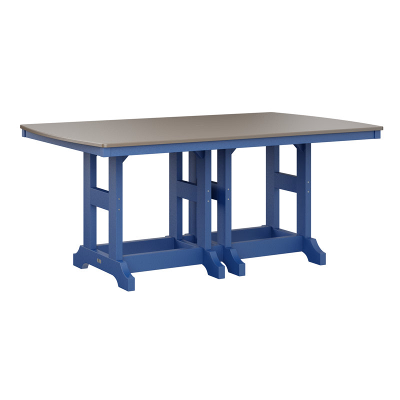 Berlin Gardens Garden Classic Rectangular Bar Table, Hammered Top Bronze, Pacific Blue, 39.5" H x 72" W x 44" D