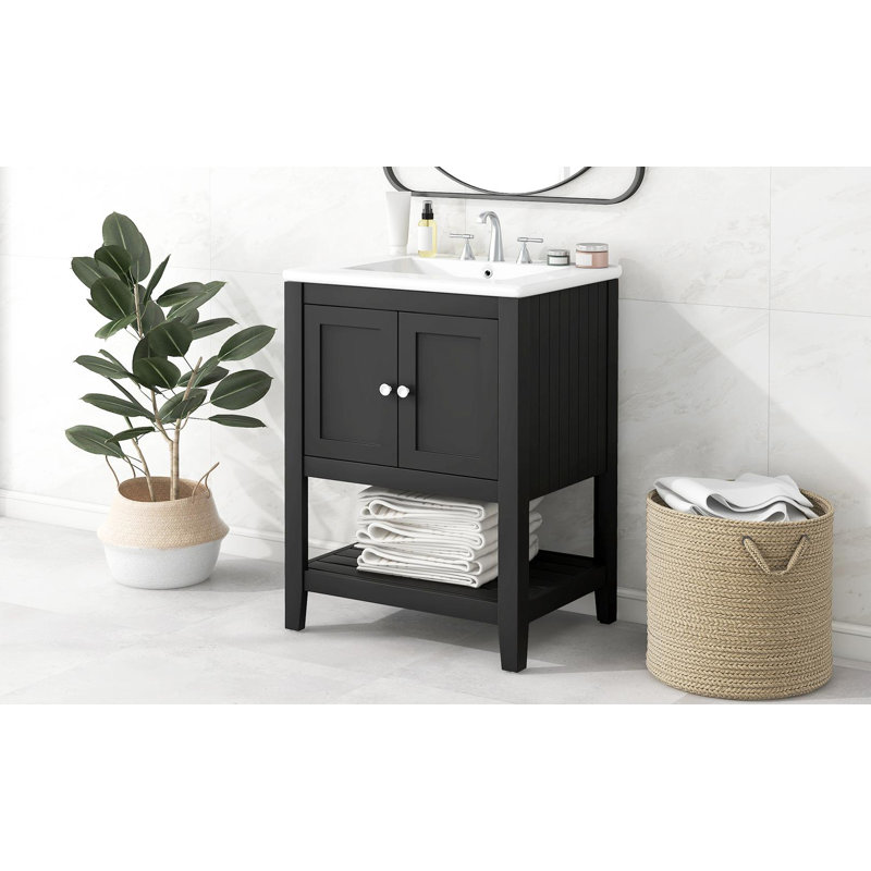 Meuble-lavabo simple 24 po, Noir