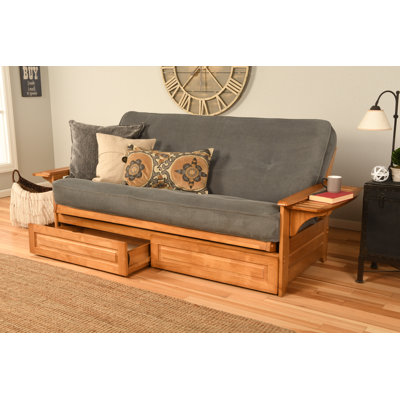 Johnte Full 80" Futon Frame and Mattress with Drawer set