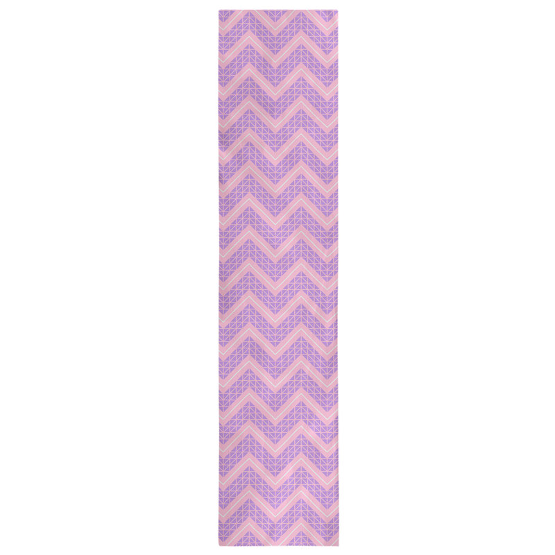Stephenie Classic Hand Drawn Chevron Table Runner, 16" x 72", Pink/Lavender Purple