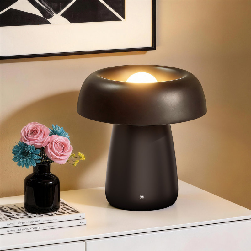 Lampe de table à DEL rechargeable en céramique 10 po H, Black