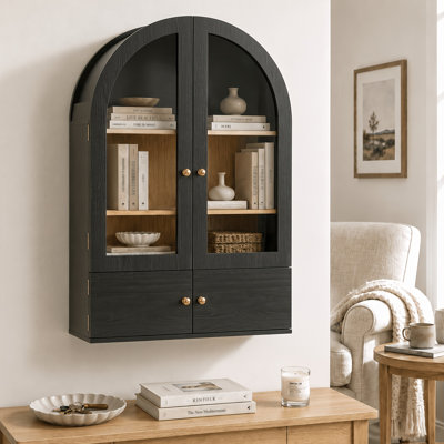 Medicine Cabinet with 2 Glass Doors, Adjustable Shelf, Wall Mounted Bathroom Storage Cabinet