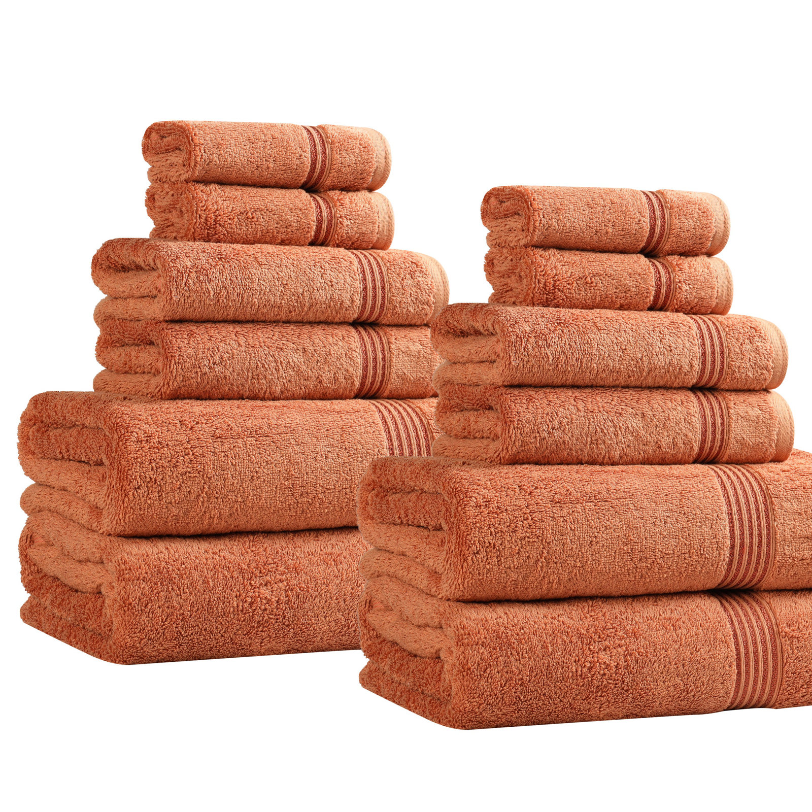 Guadlupe 12-Piece Egyptian Cotton Towel Set, Caramel Brown