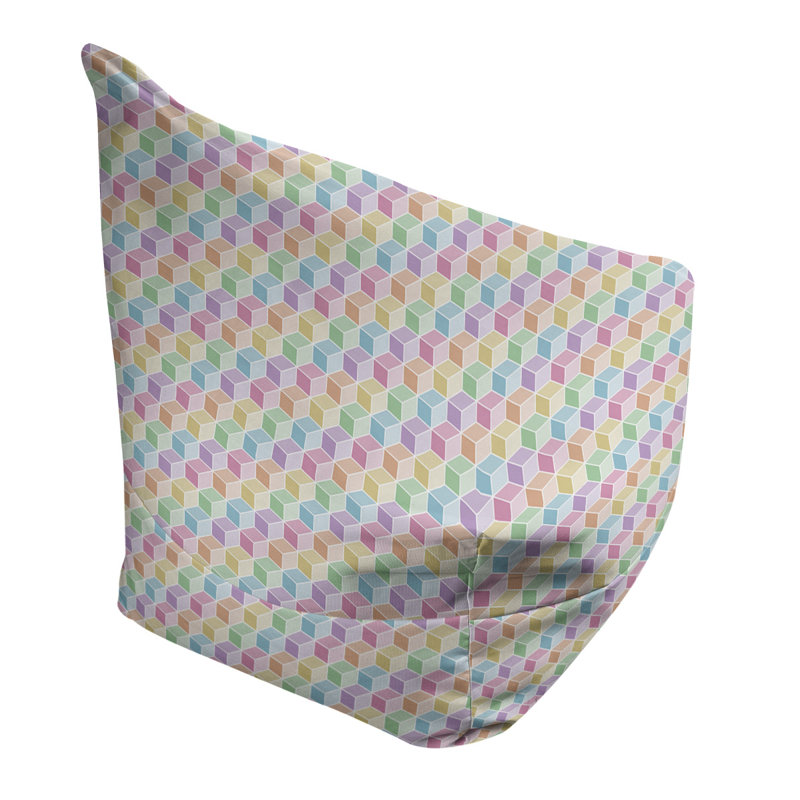 Sac de pois Kitterman, H 27 po x L 30 po x P 25 po, Housse de pouf, Lit moyen orchidées/vert clair/citron