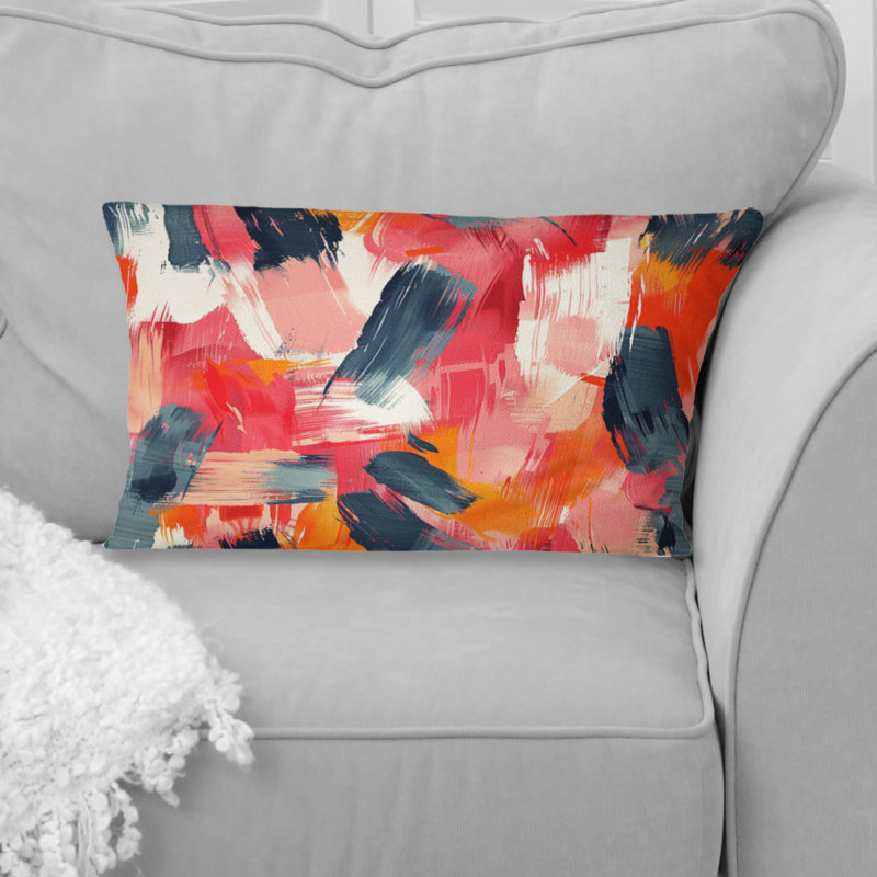 Red Brush Strokes - Coussin lombaire moderne