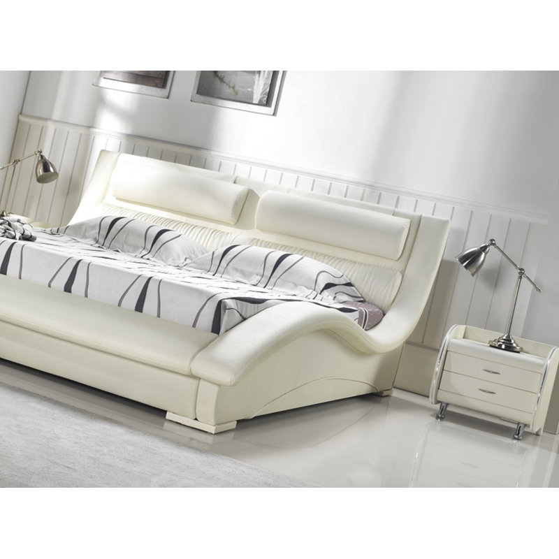 Lit plateforme en cuir Ameyia