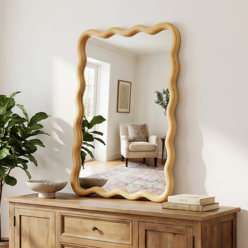 Miroir décoratif rectangulaire en bois, H 30 po x l 20 po x P 1,18 po, Chêne