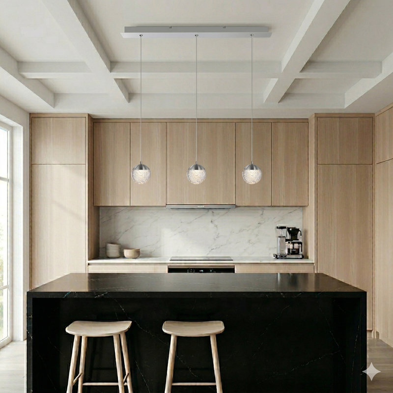 Heatherly 3 - Light Kitchen Island Pendant, Nickel