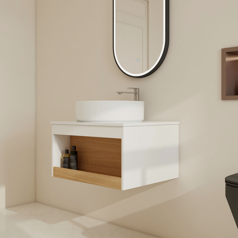 Ensemble de meuble-lavabo simple mural 24 "avec lavabo en céramique, 24", White