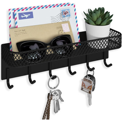 Key Holder for Wall – Decorative Stainless Steel Key Hanger with 6 Hooks for Hats, Bags, Leashes