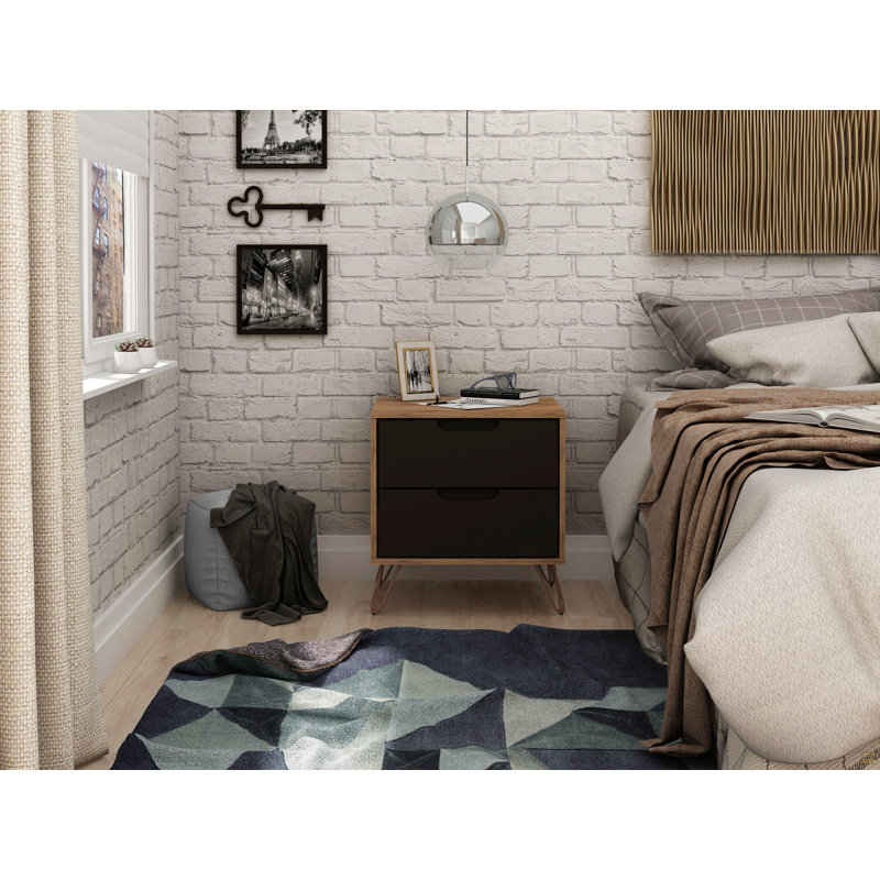 Table de chevet 20 po (2 tiroirs), Gris