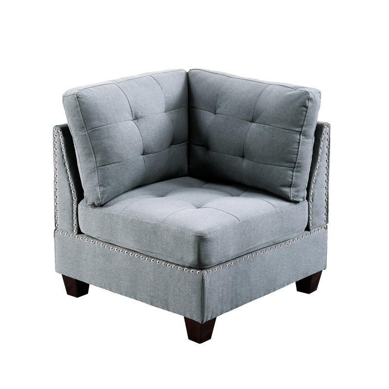 Fauteuil modulaire gris 2 pièces, 32 po x 32 po x H 35 po, avec structure en bois