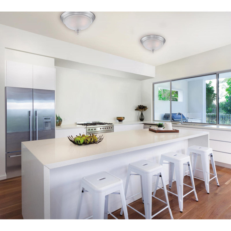 Koury Glass Flush Mount, Brushed Nickel