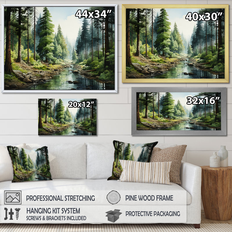 Canada Whispering Pines II - reproduction sur toile, H 16 po x l 32 po x P 1 po, Cadre simple argenté