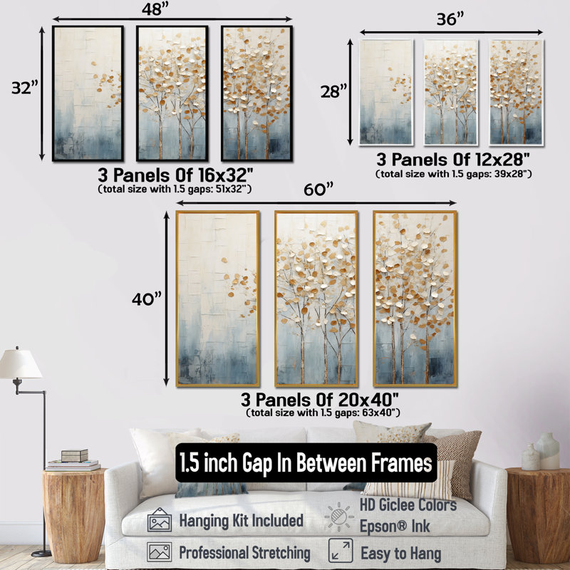 Graham - Tree Wall Art Set, Maple Floater Framed, 32" H x 48" W