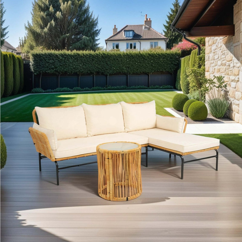 Ensemble modulaire d'extérieur en L avec coussins 78,74 po Anvik