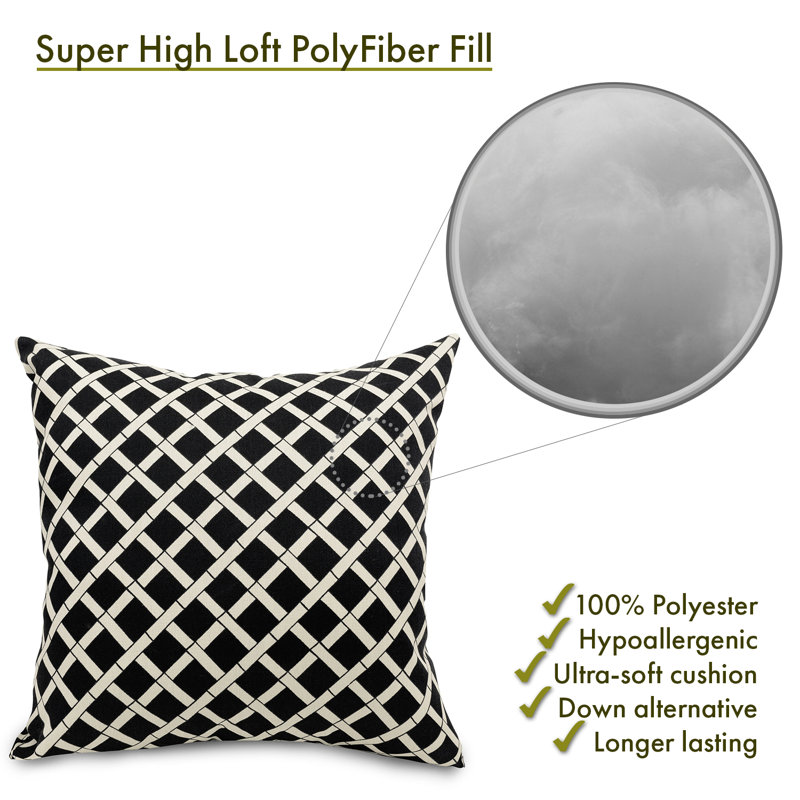 Bamboo Geometric Outdoor Reversible Throw Pillow, 20" H x 20" W x 8" D, Black