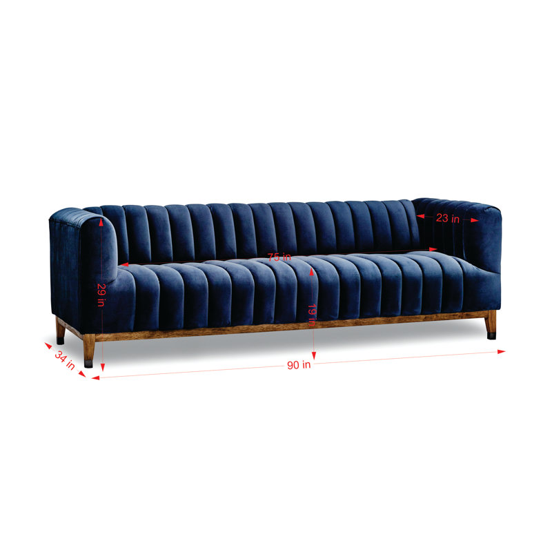 Canapé à accoudoirs carrés 90 po Pirtle, Bleu marine