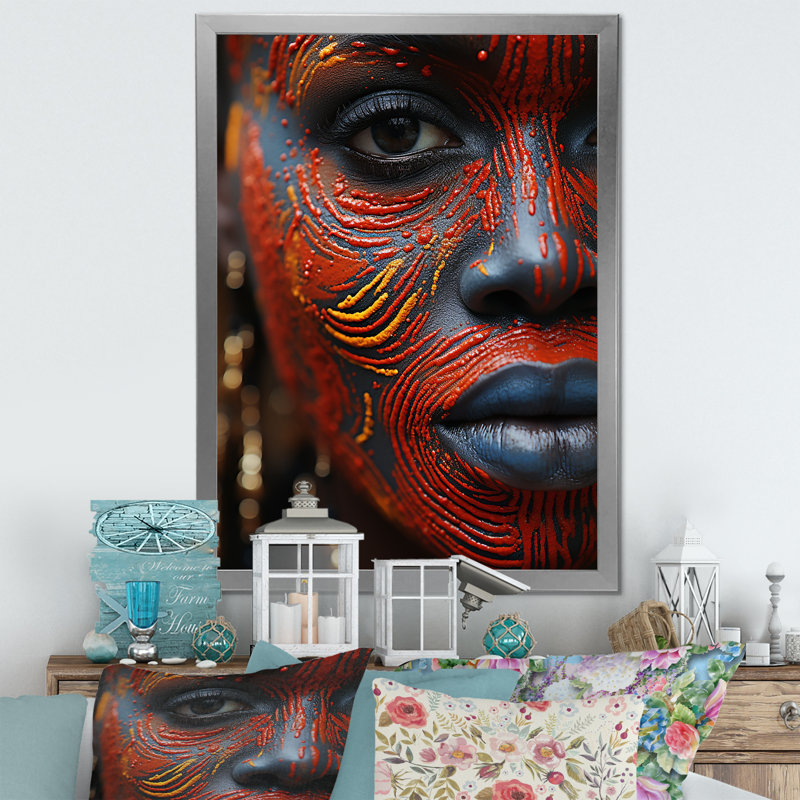 «African Masai Woman», impression sur toile, H 40 po x l 30 po x P 1,5 po, Cadre simple argenté