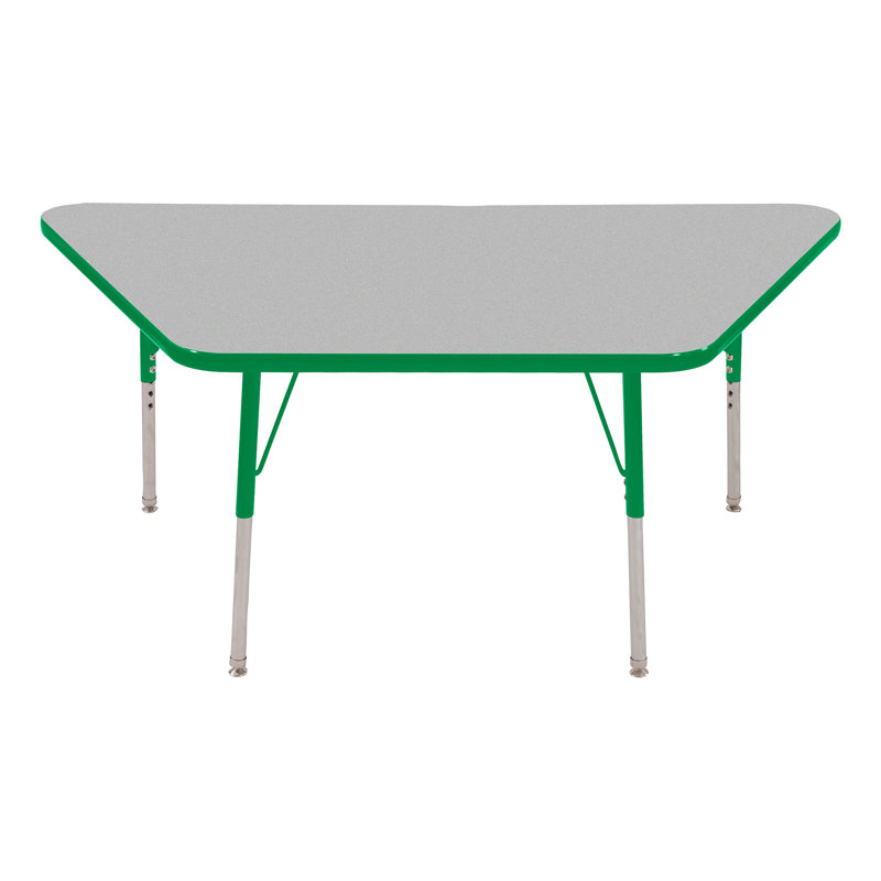 Adjustable Height Trapezoid Activity Table, Gray, Green