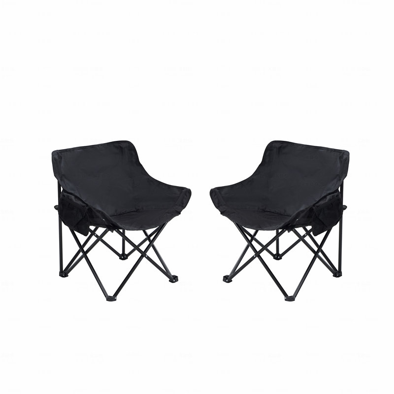 Outdoor Camping Chair, Foldable Portable, Carry Bag, Black