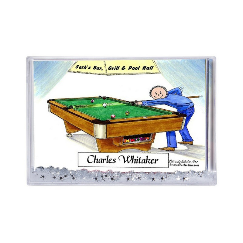 Personalized Billiards, Pool Player - Male Snow Globe Frame Gift  6" x 4", 2.5" H x 3.75" W x 1" D, Yes