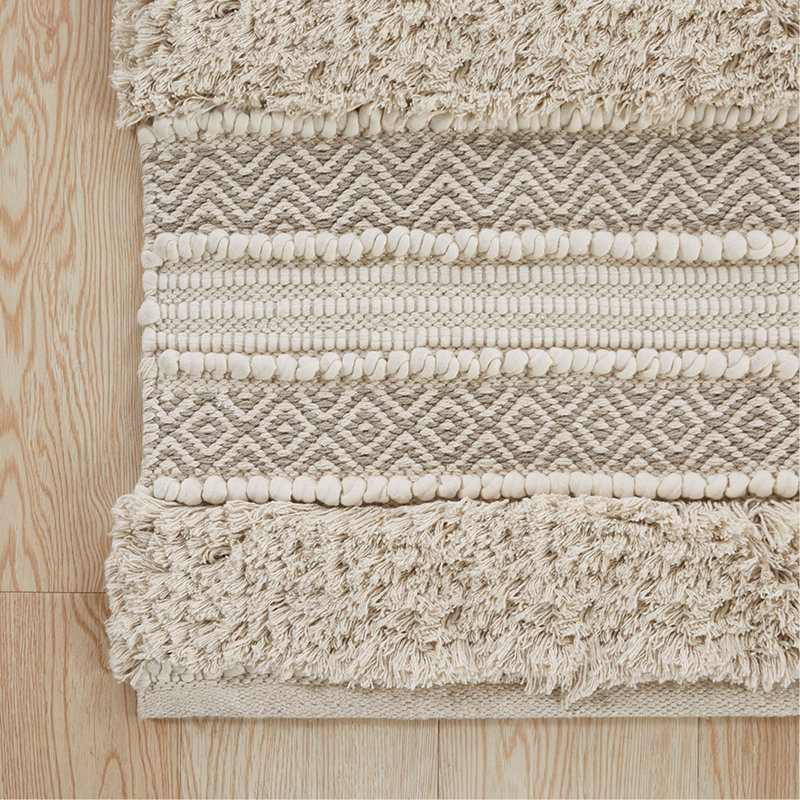 Woven Texture Stripe Bath Rug Natural 20X32", Single- 2'8" x 1'8", Natural