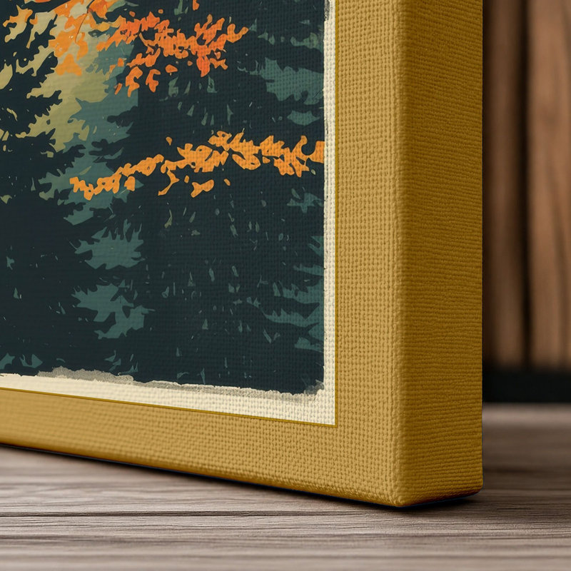 Autumn Woodland Layers Rustic - Wrapped Canvas, 18x12 - 45.7 x 30.5 cm, Ochre Border