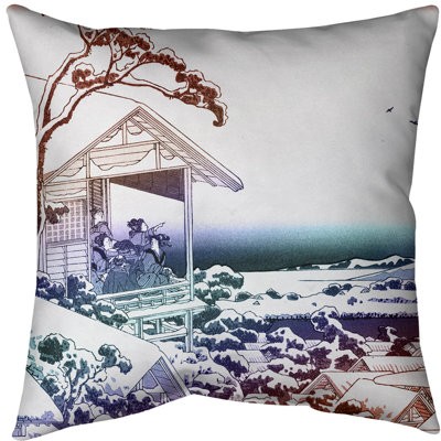 Katsushika Hokusai Tea House at Koishikawa Euro Pillow