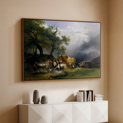 Le chariot de récolte (Der Heu ravell), v. 1850 - Peinture encadrée sur toile encadrée, Gauermann