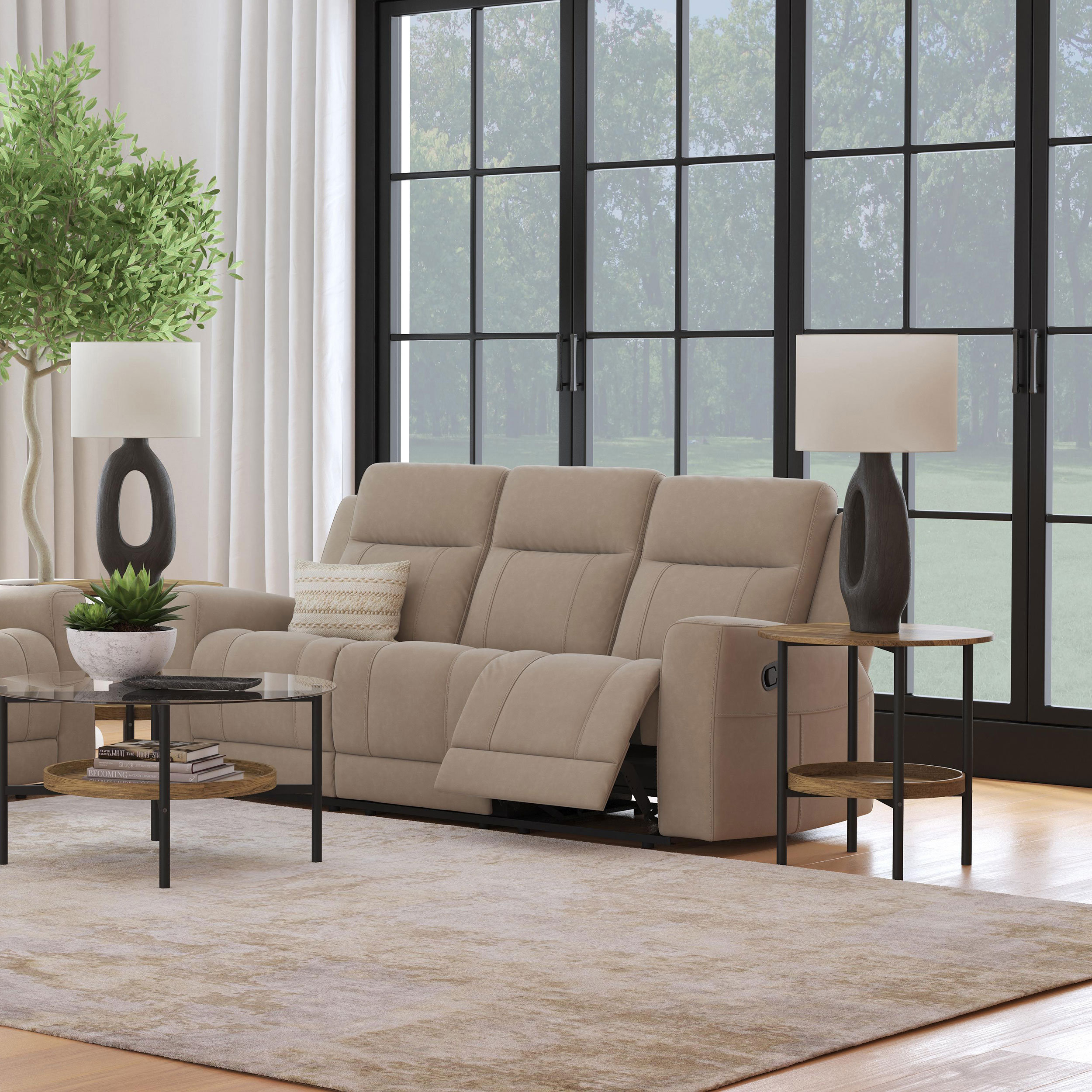 Latitude Run® Peshawa Upholstered Motion Reclining Sofa Taupe | Wayfair