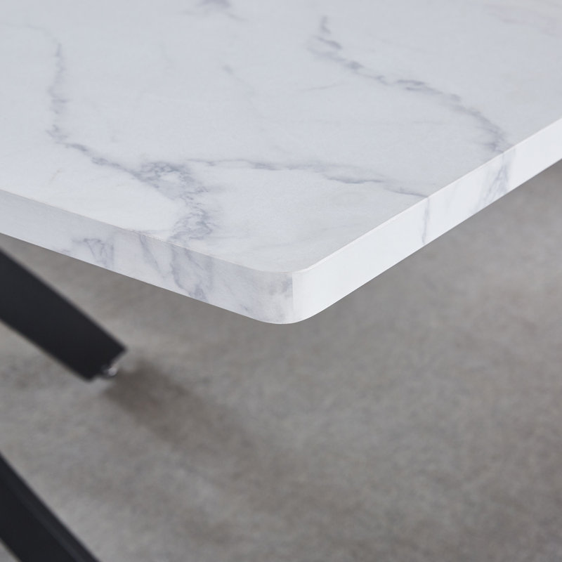 Metal Base Dining Table, Marble White
